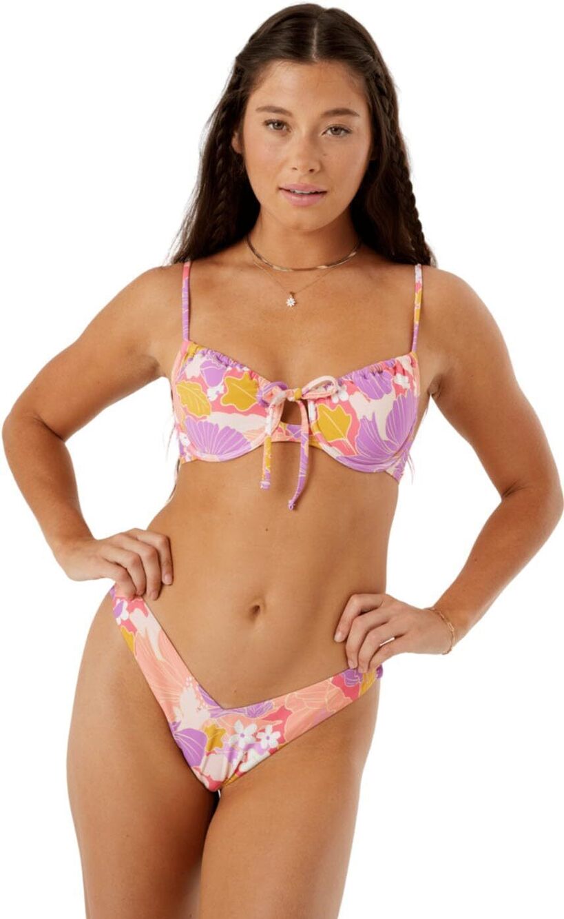 Roxy Bell Bottom Blooms Ruched Underwire Bikini Top Lilac Size Medium